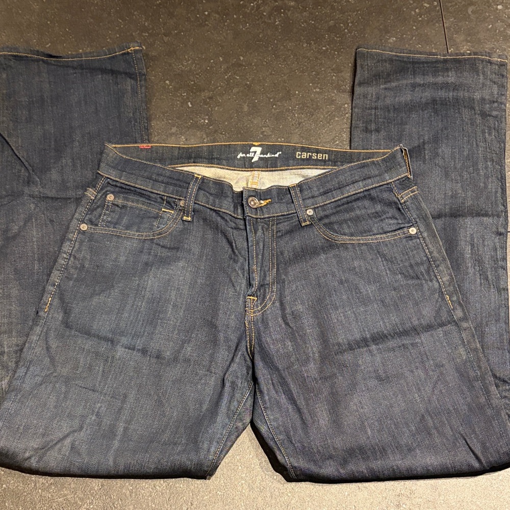 7 For All Mankind Dark Blue Straight Jeans